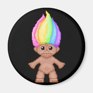 Aimant Rainbow Troll, pixel art, kawaii, vaporwave, nosta