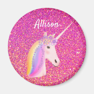 Aimant Rainbow Uniçorn Parties scintillant rose étincelle