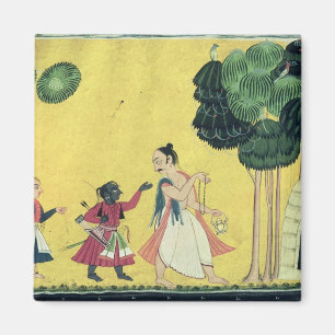 Aimant Rama et Lakshmana accompagnés de Visvamitra