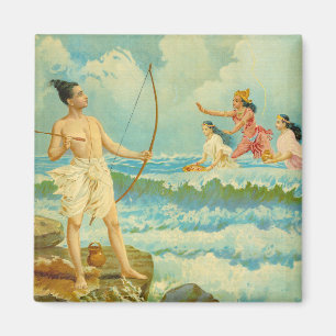 Aimant Rama vainc la mer par Raja Ravi Varma