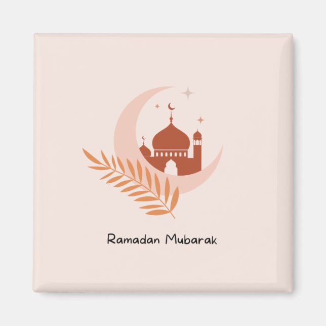 Aimant Ramadan Mubarak Boho Moon & Mosquée (Devant)