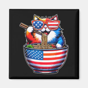 Aimant Ramen de chat Sungl Drapeau USA Patriotique 4 juil