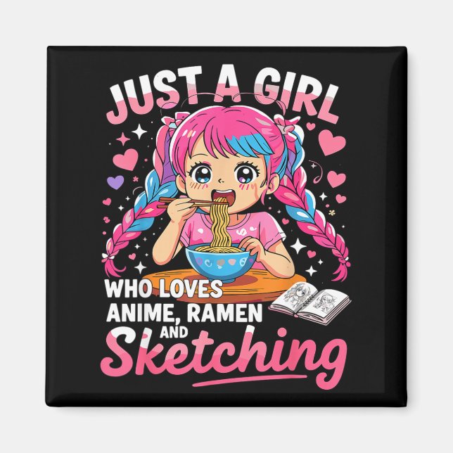Aimant Ramen Lover Just A Girl Who Loves Anime And Sketch (Devant)