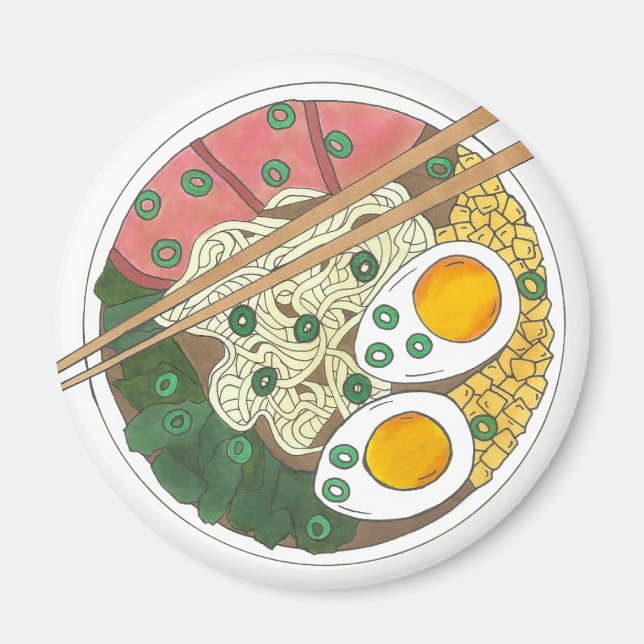Aimant Ramen Noodles Bowl Restauration Japonaise Foin (Devant)