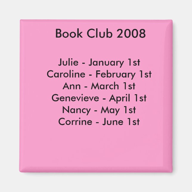 Aimant rappel de club de livres. (Devant)