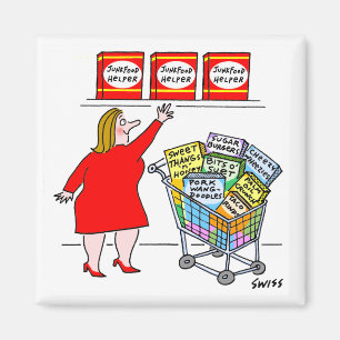 Aimant Rappel Drôle régime alimentaire Dieting Cartoon 