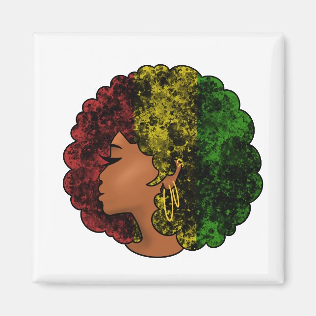 Aimant Rasta femme noire afro rouge jaune vert (Devant)