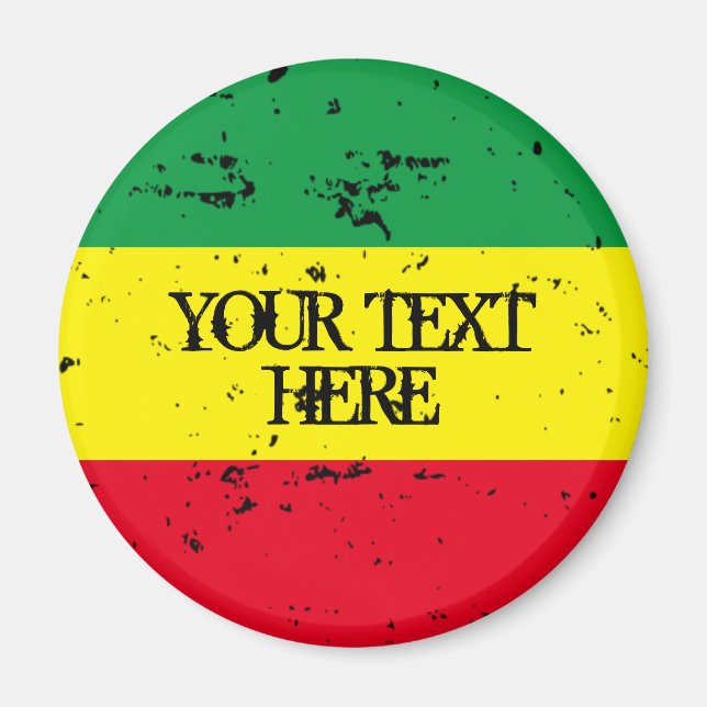 Aimant Rastafarian flag vert jaune rouge rayures frigo (Devant)