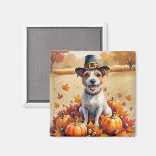 Aimant Rat Terrier À L'Automne Laisse L'Art Thanksgiving