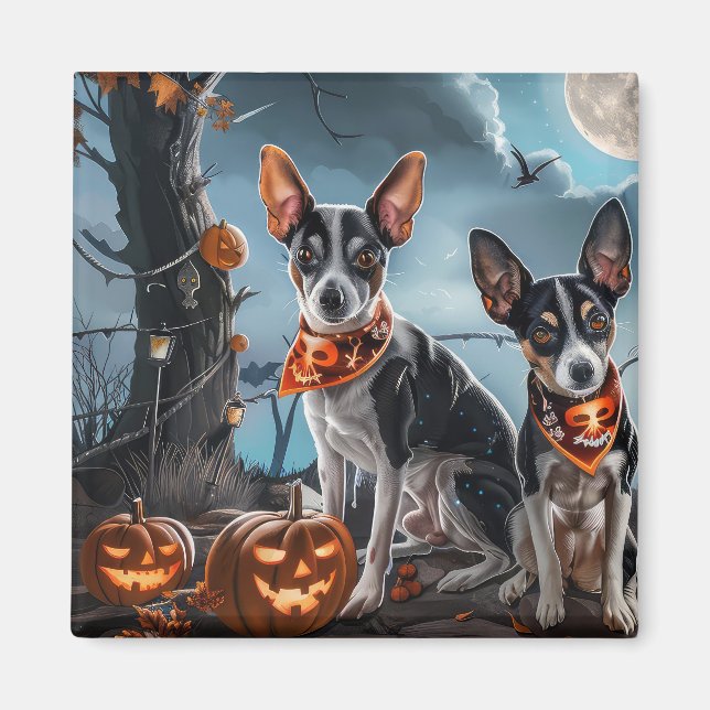 Aimant Rat Terrier Halloween Éffrayant (Devant)