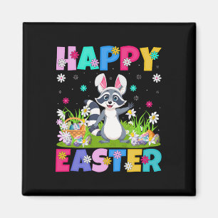 Aimant Raton laveur Joyeuses Pâques Chasse aux œufs Lapin