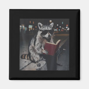 Aimant Raton laveur lisant un livre mème animal drôle bib