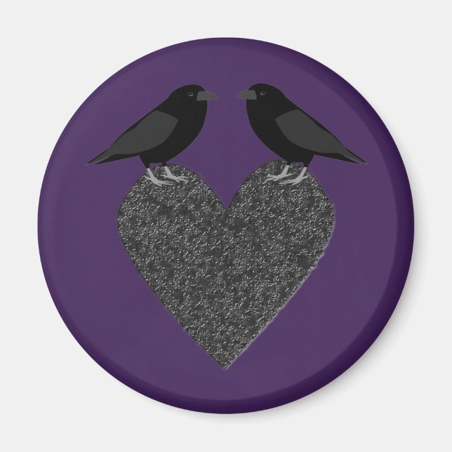 Aimant Ravens gothiques et Coeur noir (Devant)