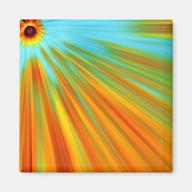 Aimant rayures Abstraites rouge jaune orange vert sur ble (Devant)