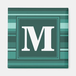 Aimant Rayures de sarcelle d'hiver de monogramme