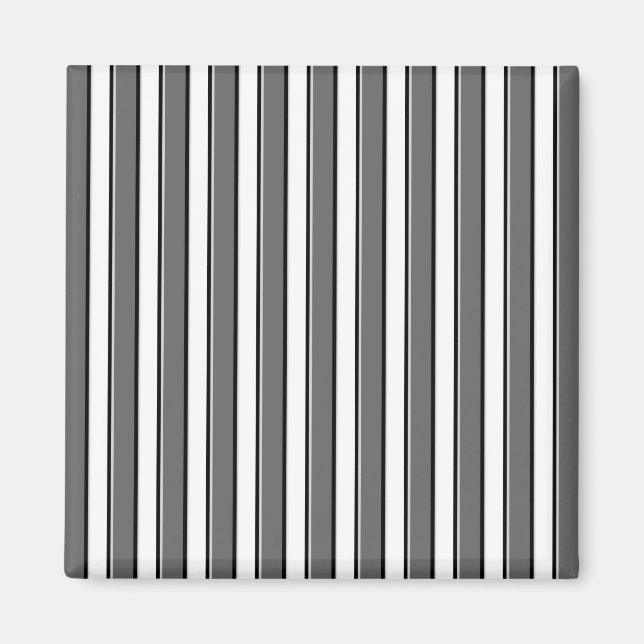Aimant Rayures grises et noires sur le blanc (Devant)
