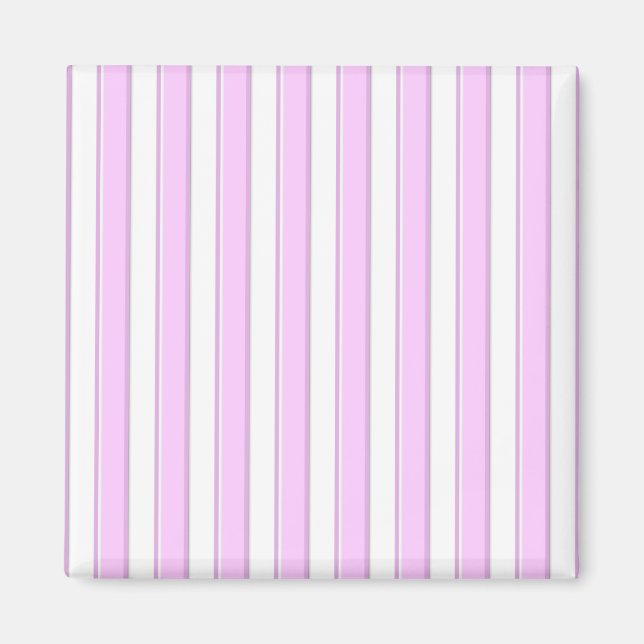 Aimant Rayures roses sur fond blanc (Devant)