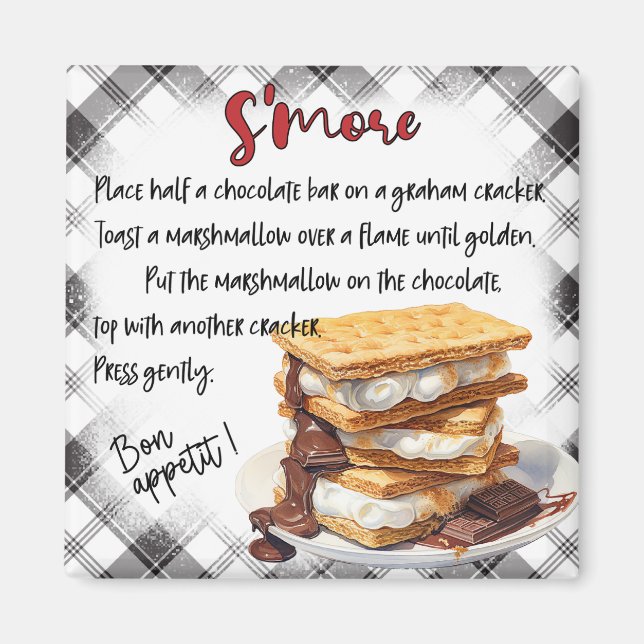 Aimant Recette de S'more (Devant)