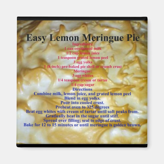 Aimant Recette de tarte au citron meringue (Devant)