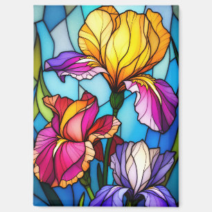 Aimant rectangle avec fleur en verre tendu