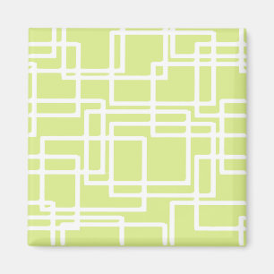 Aimant Rectangles Blancs Rétro Modernes Sur Raisin Pâle