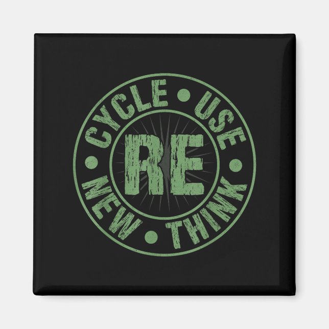Aimant Recycler réutiliser renouveler repenser crise envi (Devant)