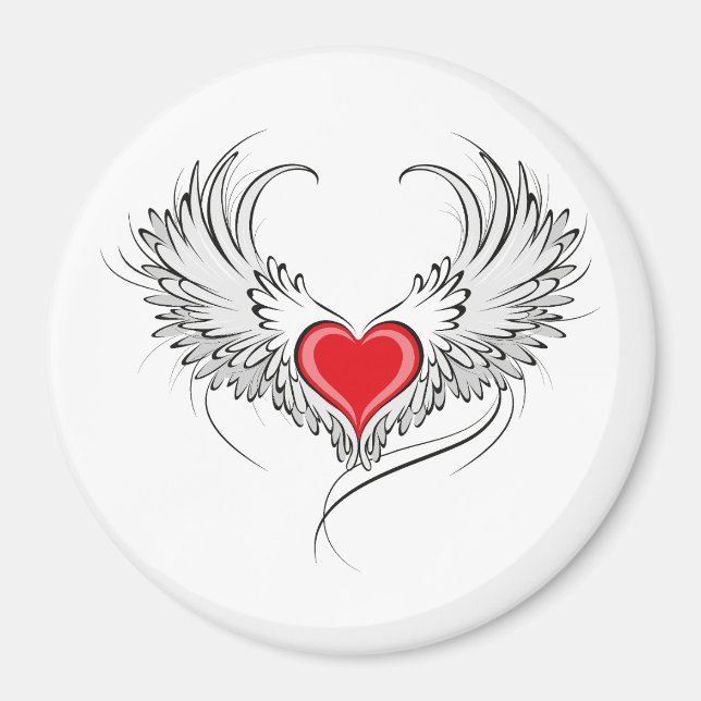 Aimant Red Angel Coeur avec ailes (Devant)