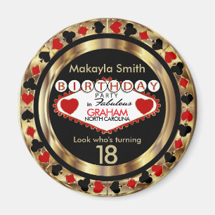 Aimant Red Casino Poker Chip Anniversaire