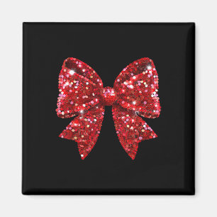 Aimant Red Coquette Bow Disco Ball Noël Fêtes Fêtes