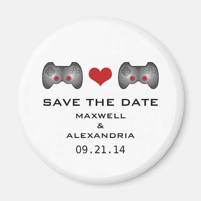 Aimant Red Cute Gamer Enregistrer l'aimant de date (Devant)