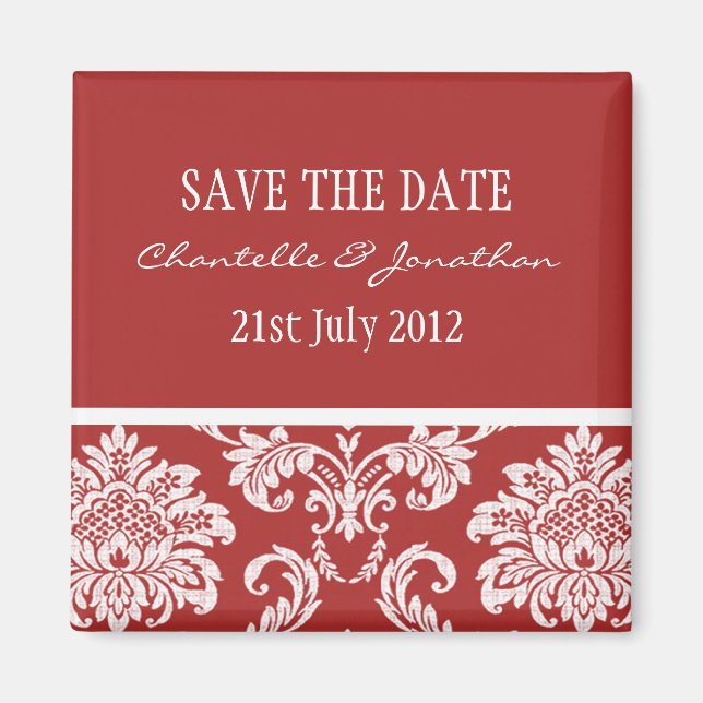 Aimant Red Damask Enregistrer l'aimant Date (Devant)