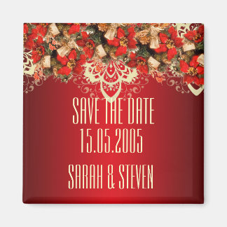 Aimant Red Elegant Christmas Wives Enregistrer la date