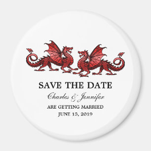 Aimant Red Elegant Dragons Enregistrer l'aimant Date