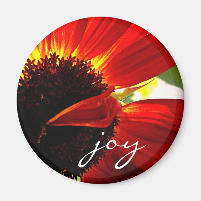 Aimant Red Gerbera Daisy Photo Joie Script Bold Modern (Devant)