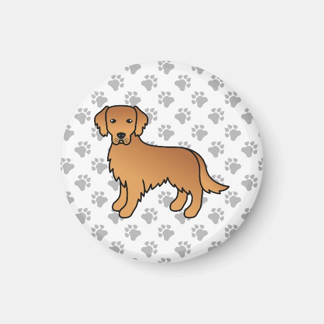 Aimant Red Golden Retriever mignon chien de dessin (Devant)