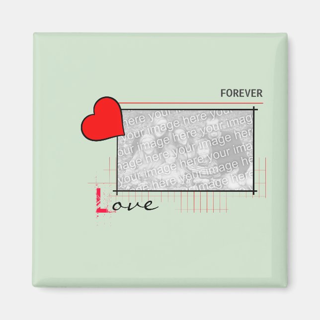 Aimant Red Heart Forever Love Photo (Devant)
