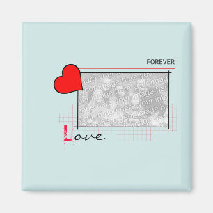 Aimant Red Heart Forever Love Photo