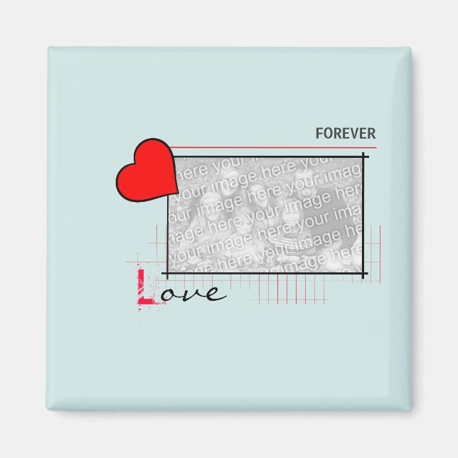 Aimant Red Heart Forever Love Photo (Devant)