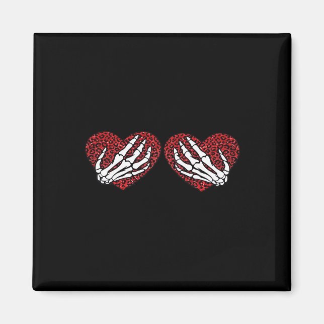 Aimant Red Heart Skeleton Mains Classique (Devant)