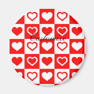 Aimant Red Hearts Plaid Motif Thunder_Cove