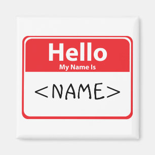 Aimant Red Hello Mon nom est,<NAME>