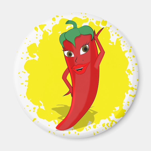 Aimant Red Hot Pepper Diva Paint Splatter (Devant)