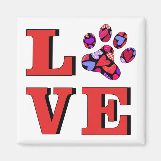 Aimant Red LOVE Coeur Rempli Chat Paw Fun Cadeau