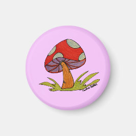 Aimant Red Mushroom with purple background
