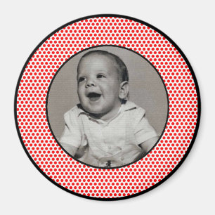 Aimant Red n White Dots Black Trier Photo Frame