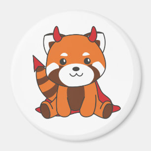 Aimant Red Panda Halloween Cute Devil Witch Costume