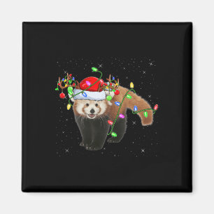 Aimant Red Panda Lover Xmas Éclairage Père Noël Red Panda