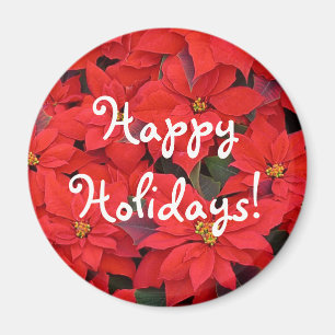 Aimant Red Poinsettias I Christmas Holiday Floral Photo