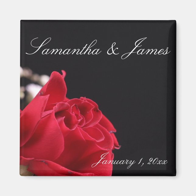 Aimant Red Rose Bouquet Mariage personnel (Devant)