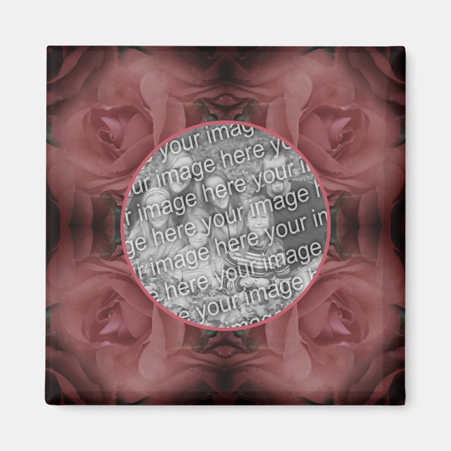Aimant Red Rose Flower Nature Frame Ajouter Votre Photo (Devant)
